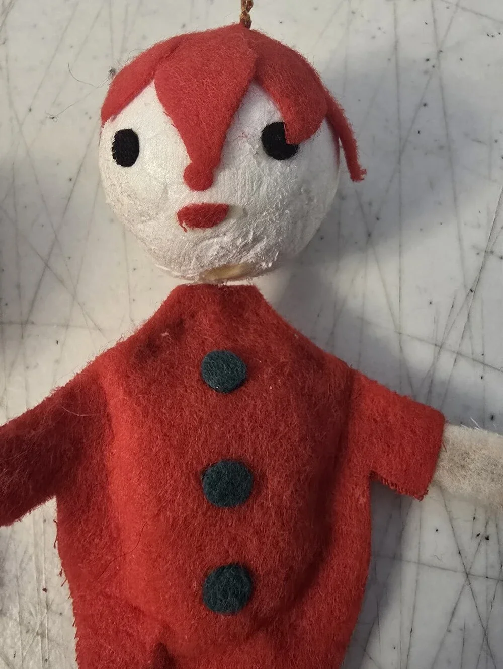 2 Felt Boys Clowns Christmas Tree Ornaments Vintage 4